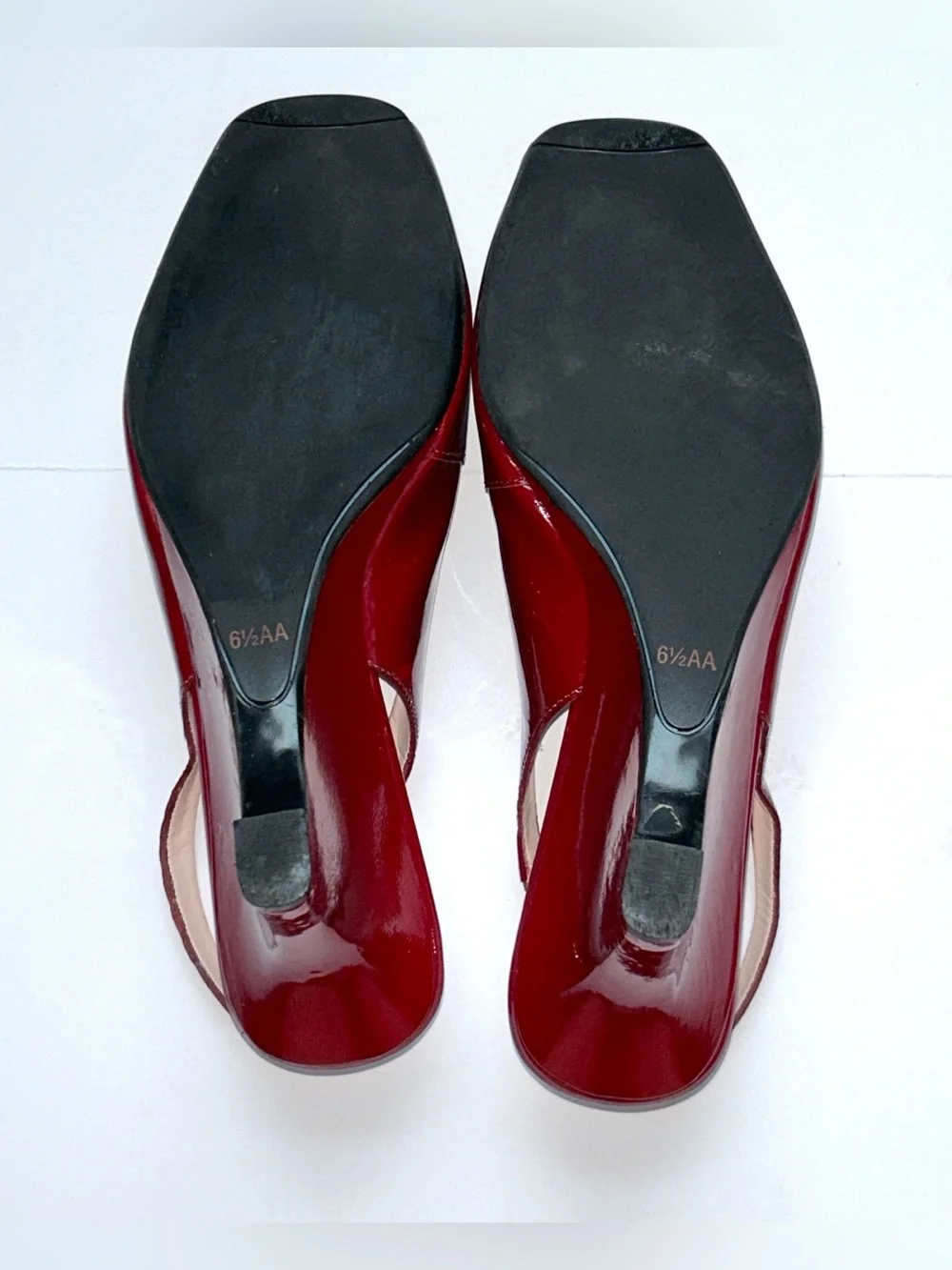 Vintage Talbots Burgundy Patent Leather Wedge Slingback Heels (6.5AA)